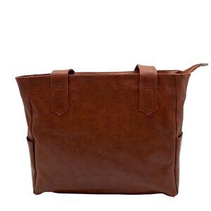 Brown Faux Leather Tote Bag